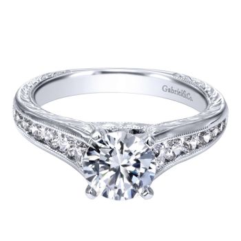14K White Gold 0.50 ct Diamond Straight Engagement Ring 