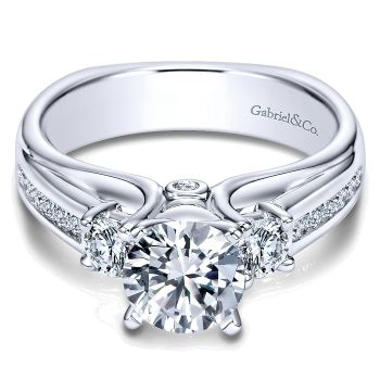 0.56 ct - 3 Stone Diamond Engagement Ring Set in 14K White Gold /ER4194W44JJ-IGCD