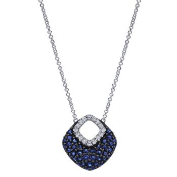 0.11 ct Diamond and Sapphire Fashion Necklace set in 14KT White Gold NK4836W45SB