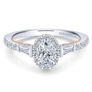 0.91 ct - Pre-Set Engagement Ring
 14k White & Pink Gold Diamond 3 Stones Halo /ER913036O0T44JJ.CSD4-IGCD