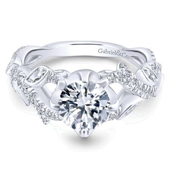 0.90 ct - Diamond Engagement Ring Set in 14k White Gold Criss Cross /ER12888R4W44JJ-IGCD