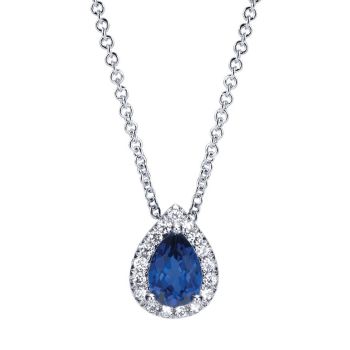 0.17 ct Diamond and Sapphire Fashion Necklace set in 14KT White Gold NK3603W45SA