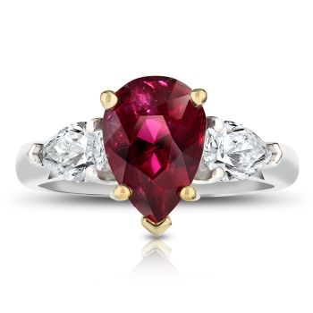 3.08 ct Pear Shape Ruby Ring