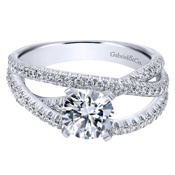 0.57 ct - Diamond Engagement Ring Set in 14k White Gold Free Form /ER10204W44JJ-IGCD