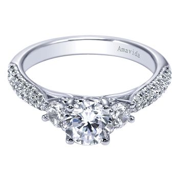 0.66 ct - 3 Stone Diamond Engagement Ring Set in 18k White Gold /ER6368W83JJ-IGCD