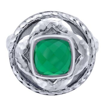 Green Onyx Fashion Ladie's Ring In Silver 925 LR50057SVJGO