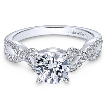 0.37 ct - Diamond Engagement Ring Set in 14k White Gold Criss Cross /ER7805W44JJ-IGCD