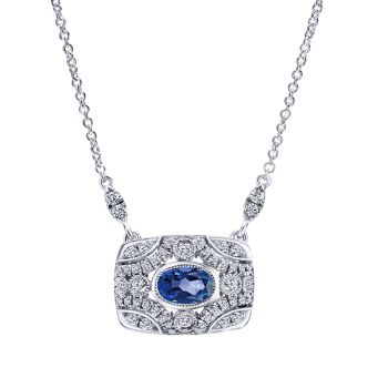 18k White Gold Diamond A Quality Sapphire Fashion Necklace NK5046W84SA