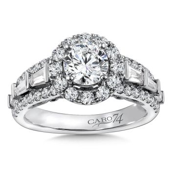 Diamond Halo Engagement Ring Mounting in 14K White Gold with Platinum Head (1.06 ct. tw.) /CR824W