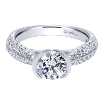 14K White Gold 0.44 ct Diamond Straight Engagement Ring