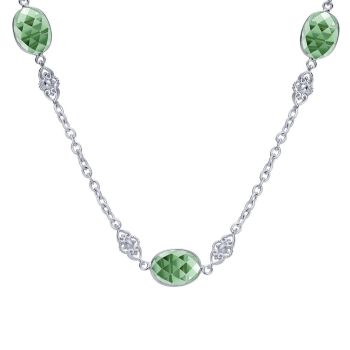 925 Silver Green Amethyst Diamond By The Yard Necklace NK4305ETSVJGA