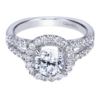 14K White Gold 0.58 ct Diamond Criss Cross Engagement Ring Setting ER4112W44JJ