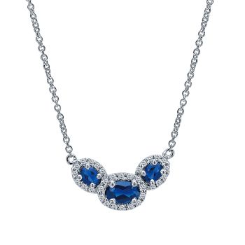 0.20 ct - Necklace
 14k White Gold Diamond And Sapphire Fashion /NK1149W45SB-IGCD