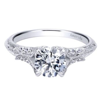 Gabriel & Co 18K White Gold 0.20 ct Diamond Straight Engagement Ring Setting ER10039W83JJ
