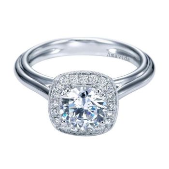 18K White Gold 0.15 ct Diamond Halo Engagement Ring Setting ER7109W83JJ