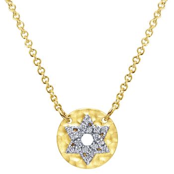 0.05 ct Round Diamond Star Of David Necklace set in 14KT Yellow Gold NK5181Y45JJ