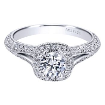 Gabriel & Co 18K White Gold 0.46 ct Diamond Halo Engagement Ring Setting ER9991W83JJ