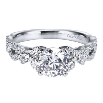 14K White Gold 0.55 ct Diamond Criss Cross Engagement Ring