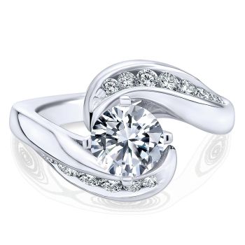 0.55 ct - Diamond Engagement Ring Set in 14K White Gold Diamond Bypass /ER4309W44JJ-IGCD