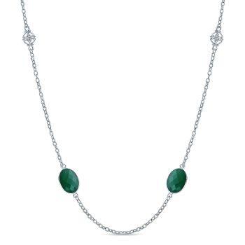 28.33 ct - Necklace
 925 Silver Green Onyx Fashion /NK5175ETSVJGO-IGCD