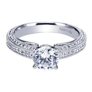 Gabriel & Co 18K White Gold 0.58 ct Diamond Straight Engagement Ring Setting ER6187W83JJ