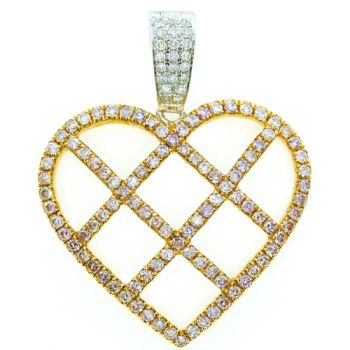 Fancy Color Open Diamond Heart Pendant set in 18kt White and Rose Gold /SEP11568P