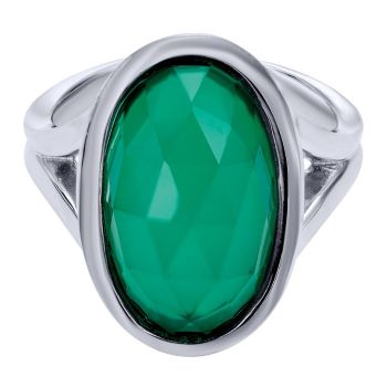 Crystal & green Onyx Fashion Ladie's Ring In Silver 925 LR50194SVJXG