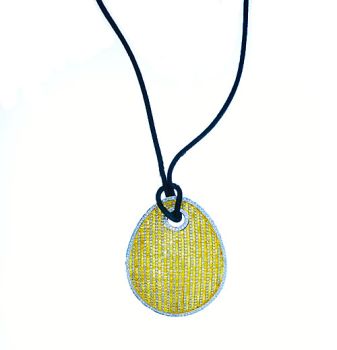 Micro Pave Set Fancy Yellow and White Diamonds Pendant set in 18kt White and Yellow Gold-SEN17054Y
