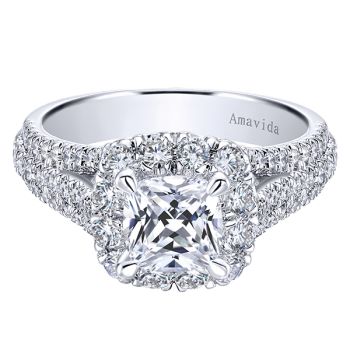 18K White Gold 1.08 ct Diamond Halo Engagement Ring Setting ER11335C6W83JJ