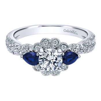 0.80 ct - Pre-Set Engagement Ring
 14k White Gold Diamond And Sapphire Halo /ER910221W44SA.CSD4-IGCD