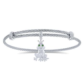 0.03 ct - Bangle
 925 Silver/stainless Steel And Emerald /BG3962MXJEA-IGCD
