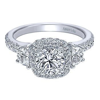 1.41 ct - Diamond Engagement Ring Set in 18k White Gold Diamond Halo /ER7877W83JJ-IGCD