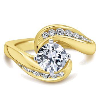0.55 ct - Diamond Engagement Ring Set in 14K White or Yellow Diamond Bypass /ER4309M44JJ-IGCD