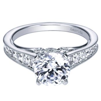 0.48 ct - Diamond Engagement Ring Set in 18k White Gold - Straight Setting /ER6190W83JJ-IGCD