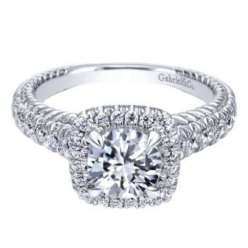 14K White Gold 0.54 ct Diamond Criss Cross Engagement Ring