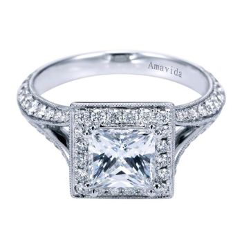 Gabriel & Co 18K White Gold 0.70 ct Diamond Halo Engagement Ring Setting ER7069W83JJ