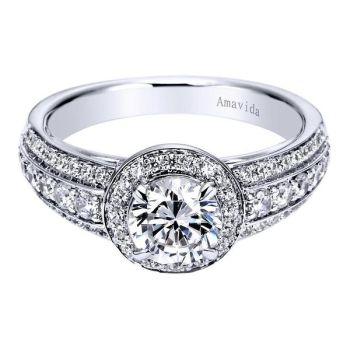 Gabriel & Co 18K White Gold 0.52 ct Diamond Halo Engagement Ring Setting ER6325W83JJ