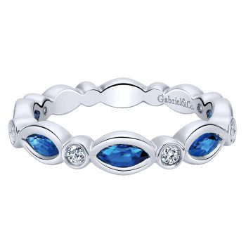 0.15 ct - Ladies' Ring
 14k White Gold Diamond And Sapphire Stackable /LR4588W45SA-IGCD