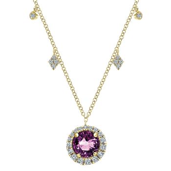 0.34 ct - Necklace
 14k Yellow Gold Diamond Amethyst Fashion /NK4945Y45AM-IGCD