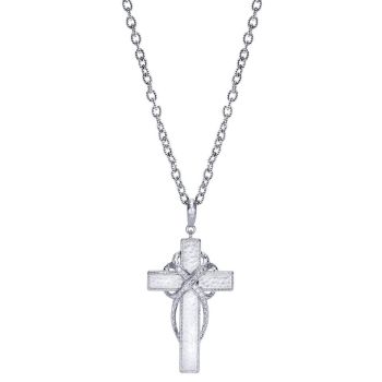 0.18 ct Round Cut Diamond Cross Necklace set in 925 Silver NK3560SV5JJ