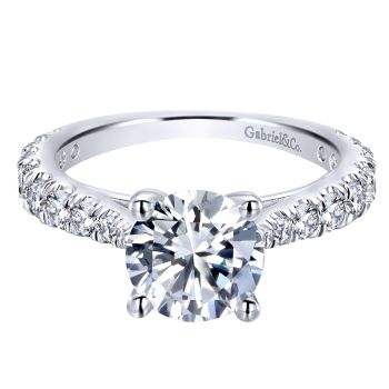 14K White Gold 0.81 ct Diamond Straight Engagement Ring Setting ER12293R6W44JJ