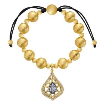 Yellow Plated White Sapphire Beads Bracelet In Silver 925 TB3401SYJWS