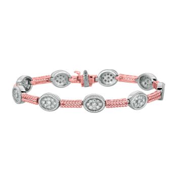 1.59 ct Diamond oval 2 bars bracelet Set In 14K Rose Gold B5621PWD