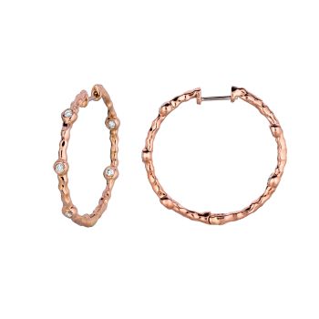 0.33 ct G-H SI2 Diamond hoops earrings Set In 14K Rose Gold E5083PD