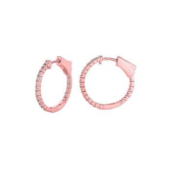 0.5 ct G-H SI2 Diamond Hoop Earrings Set In 14K Rose Gold E5157PD1S
