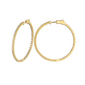 2 ct G-H SI2 Diamond Hoop Earrings Set In 14K Yellow Gold E5157YD2L