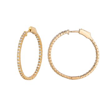 1.5 ct G-H SI2 Diamond Hoop Earrings Set In 14K Yellow Gold E5157YD2M