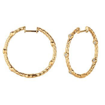 0.25 ct G-H SI2 Diamond Hoop Earrings Set In 14K Yellow Gold E5164YD