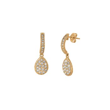 0.58 ct G-H SI2 Diamond Drop Earrings Set In 14K Yellow Gold E5165YD