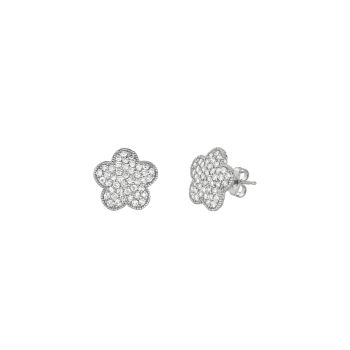 0.79 ct G-H SI2 Diamond Flower Earrings Set In 14K White Gold E5185WD